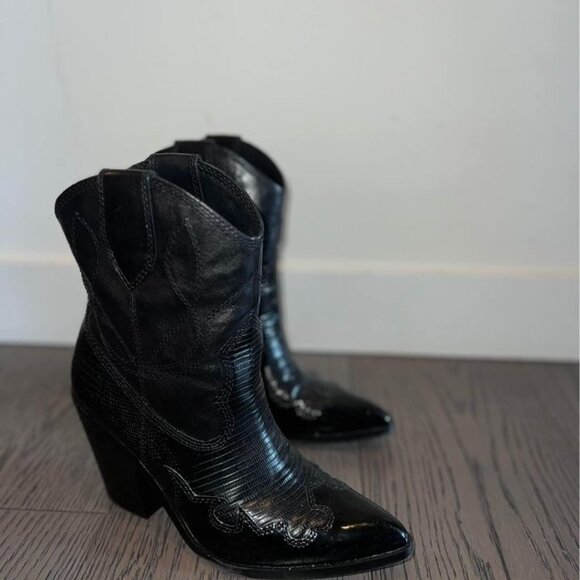 Aldo BRAND NEW worn once black cowboy boots - Size 8 Women’s - Picture 2 of 3